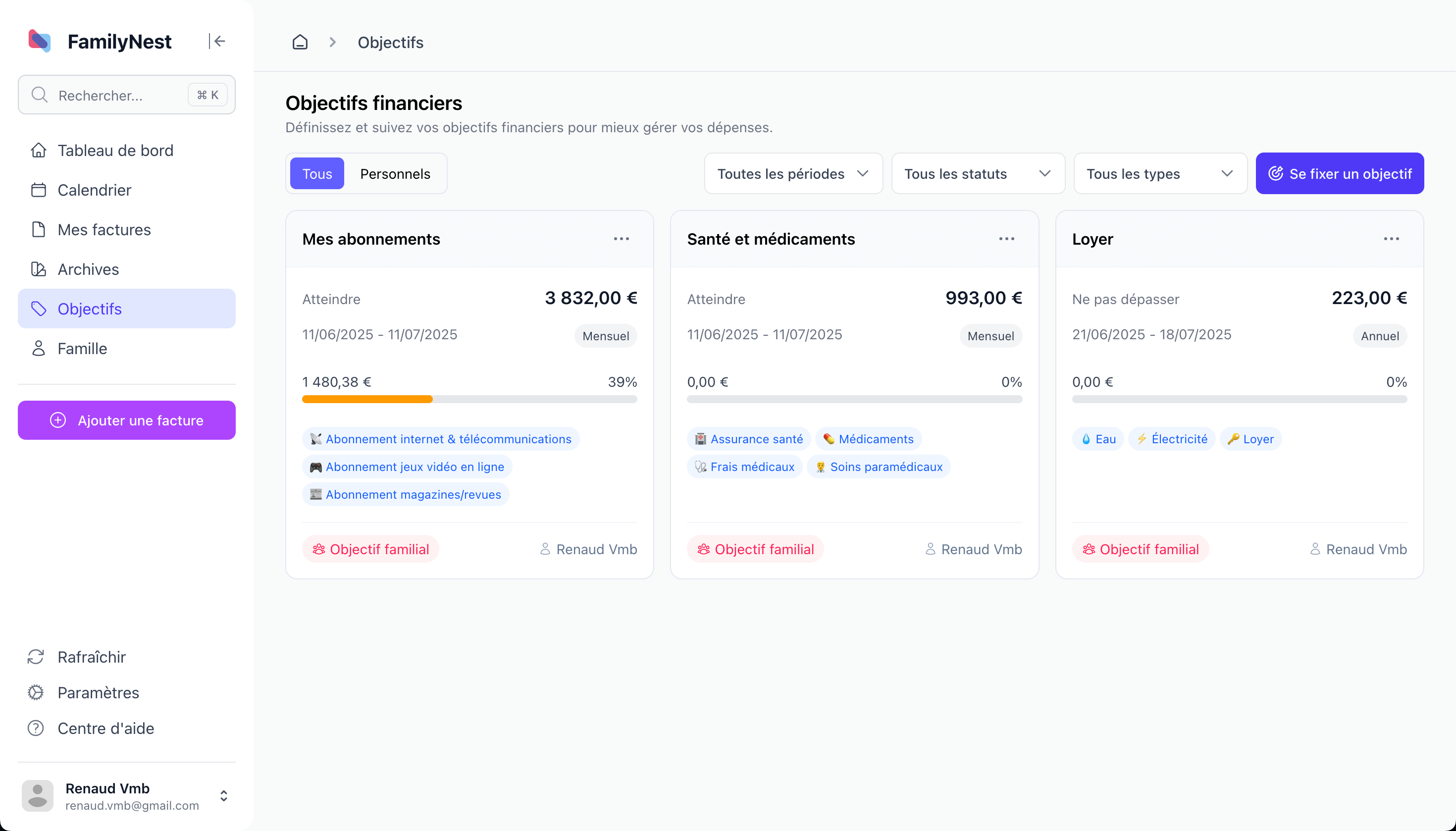 Aperçu de la fonctionnalité Objectifs