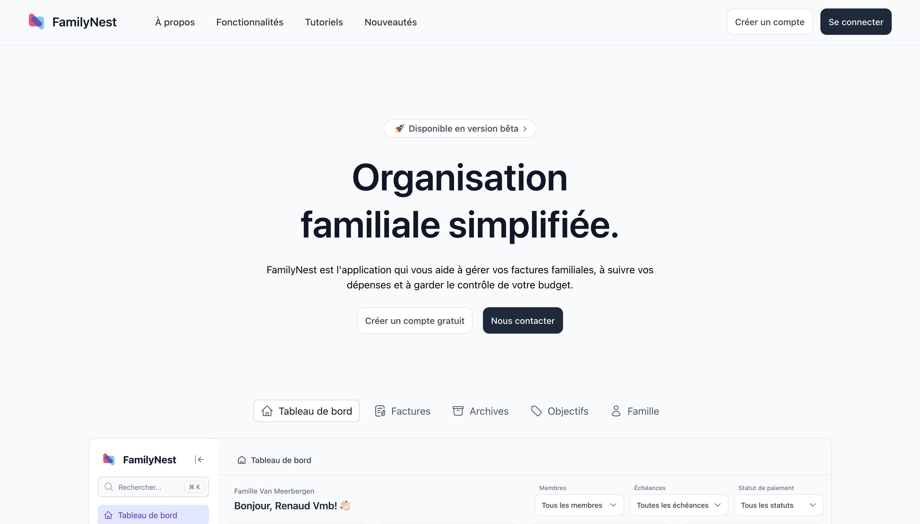 Illustration : Bienvenue sur FamilyNest ! Lancement de la version 1